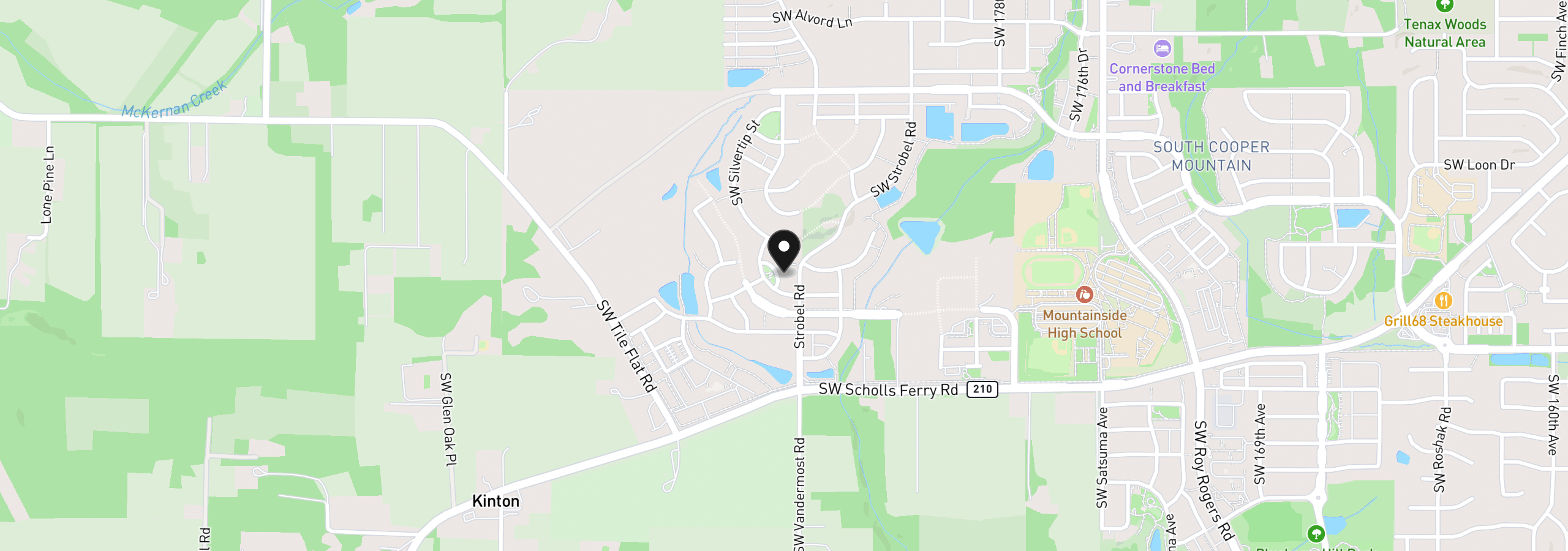 Map showing the location of 18625 SW Sugarloaf Ln, Beaverton, OR 97007
