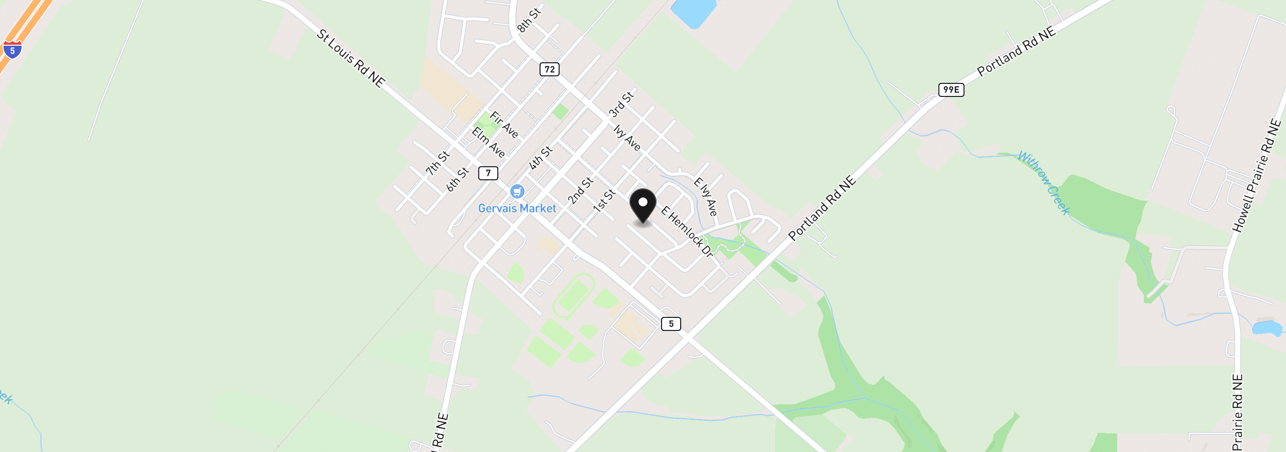 Map showing the location of 147 E Fir Dr, Gervais, OR 97026