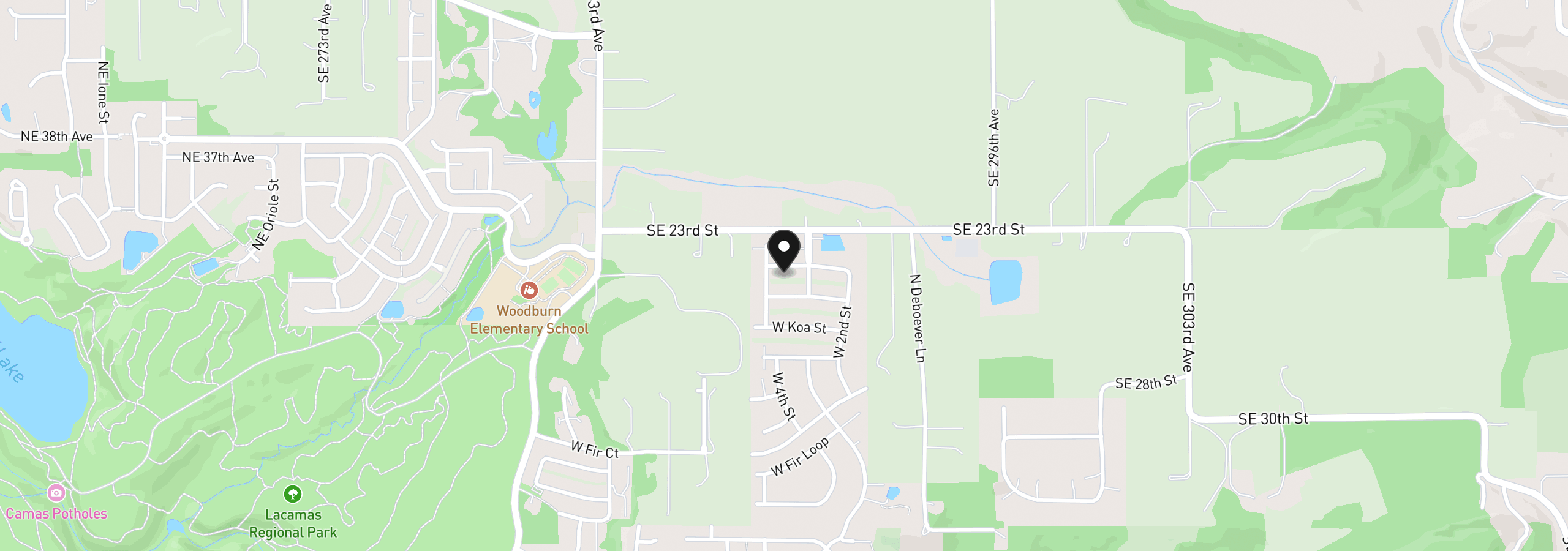 Map showing the location of 374 W Maple St, Washougal, Wa 98671