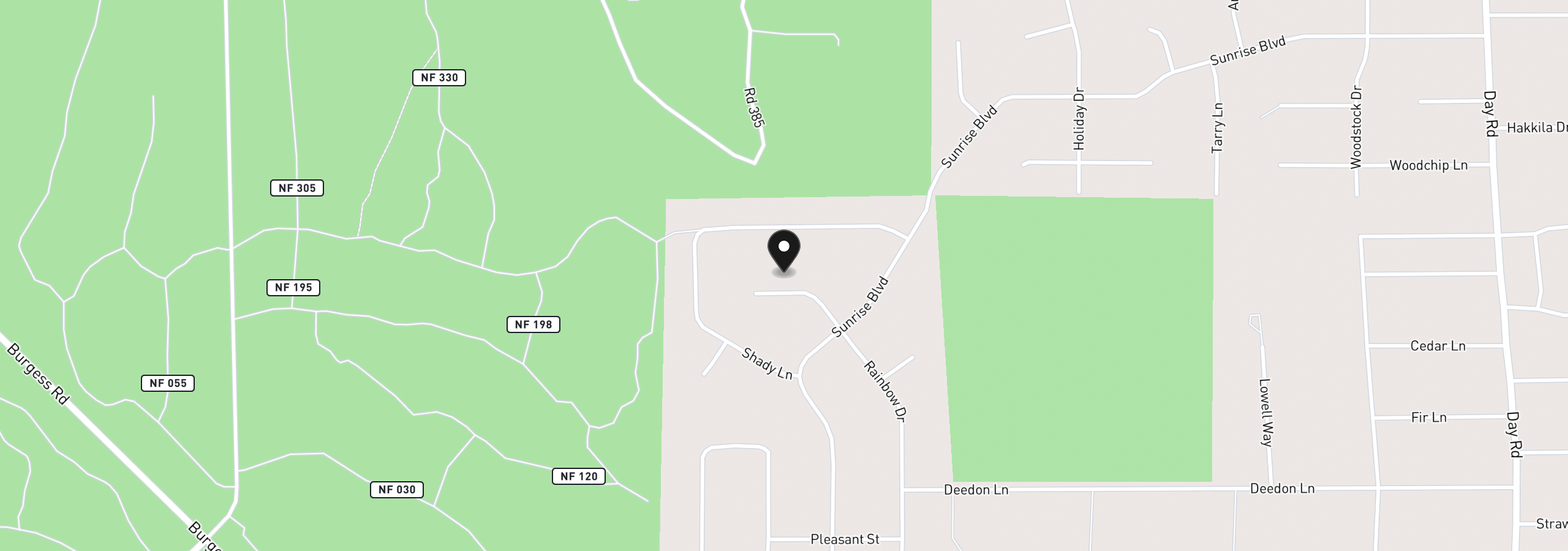 Map showing the location of 15490 Rainbow Ct, La Pine, OR 97739