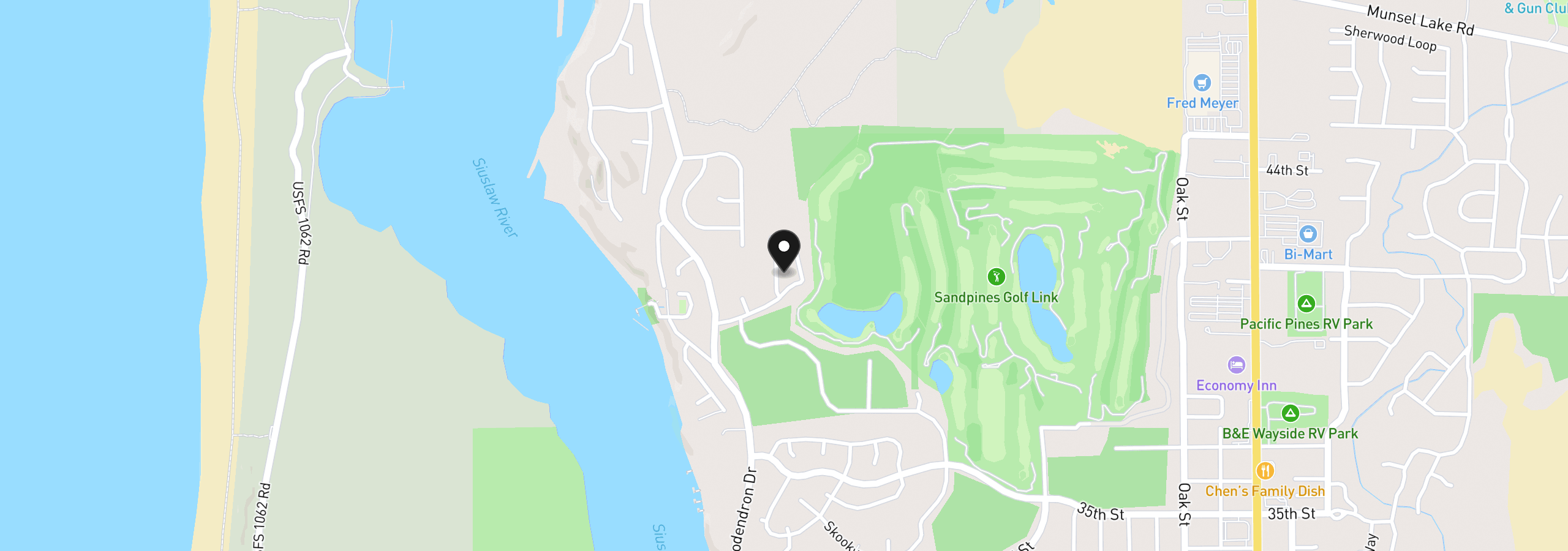Map showing the location of 4080 Caddington Ln, Florence, OR 97439
