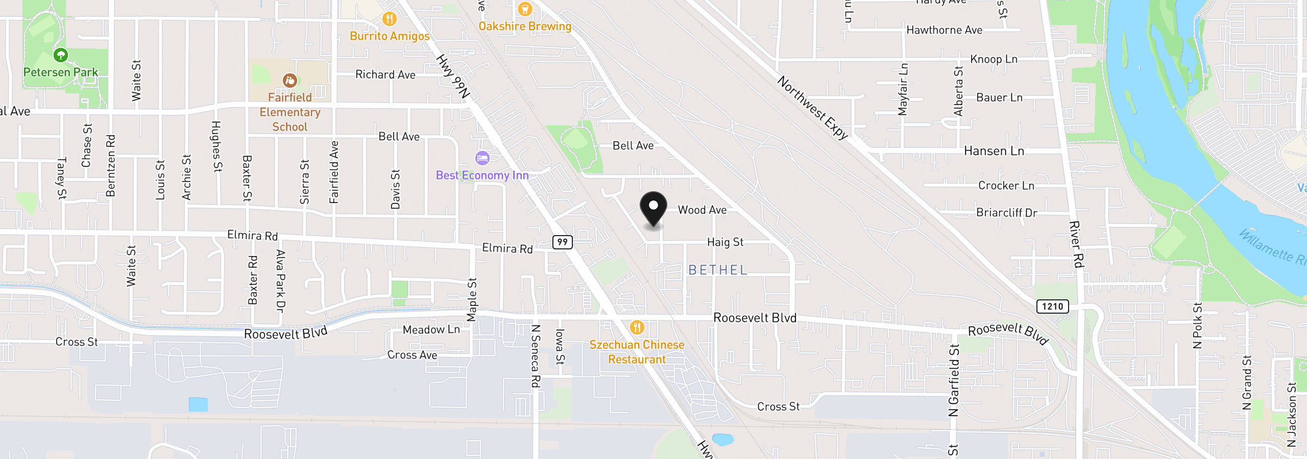 Map showing the location of 420 Goodyear St, Eugene, OR 97402