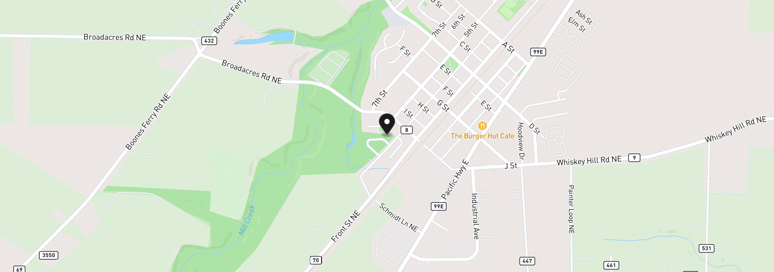 Map showing the location of 2589 N Lydia Loop, Hubbard, OR 97032