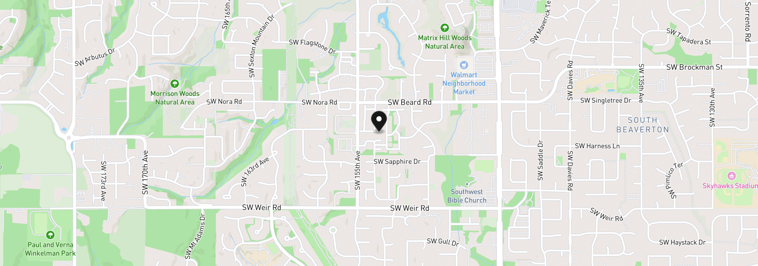 Map showing the location of 15340 SW Lexington Ln, Beaverton, OR 97007