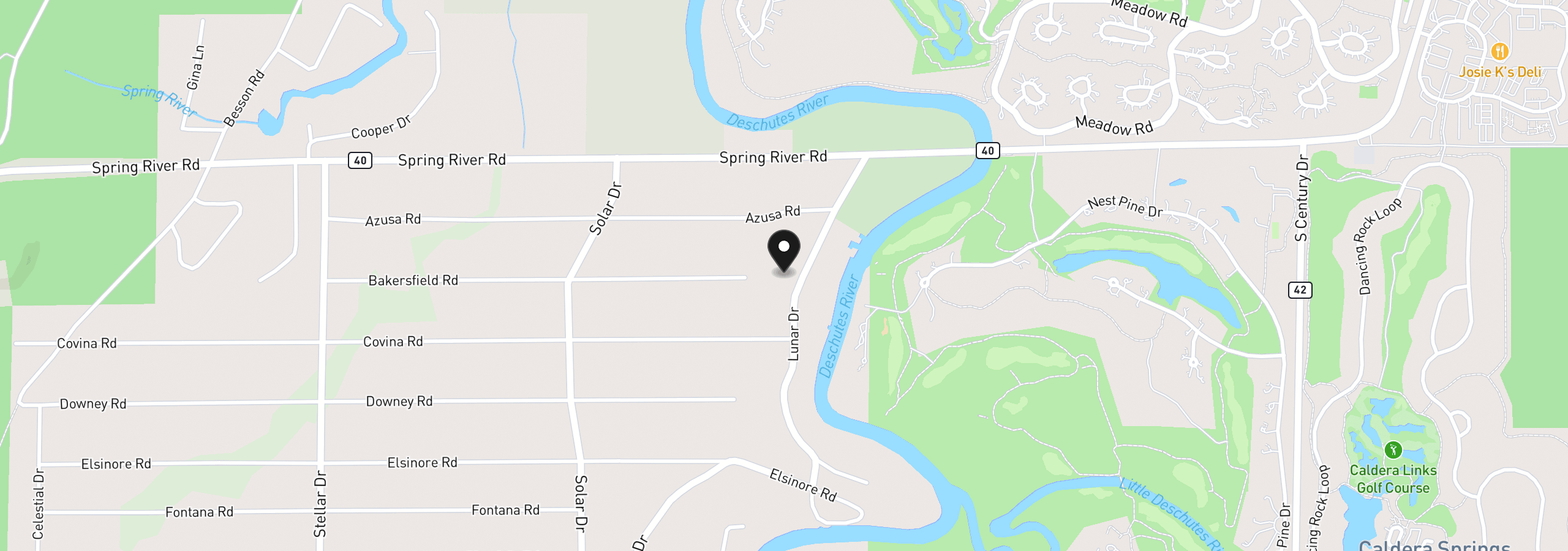 Map showing the location of 56711 Lunar Dr, Bend, OR 97707