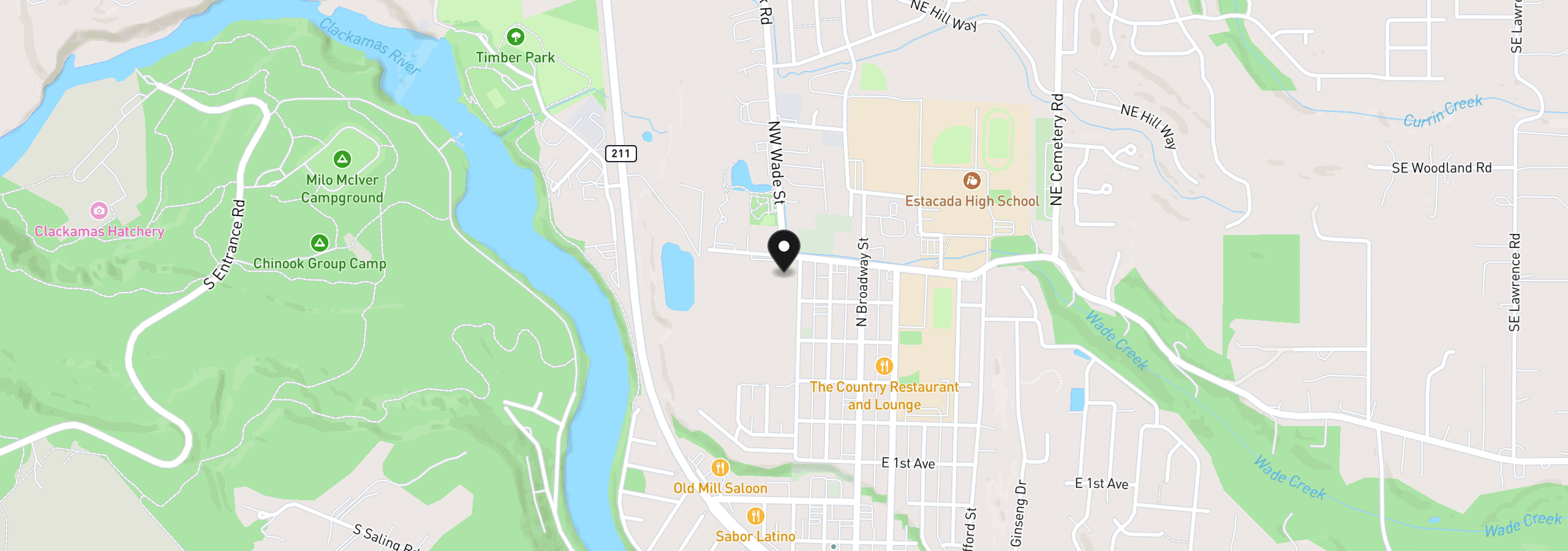 Map showing the location of 571 NW Wade St, Estacada, OR 97023