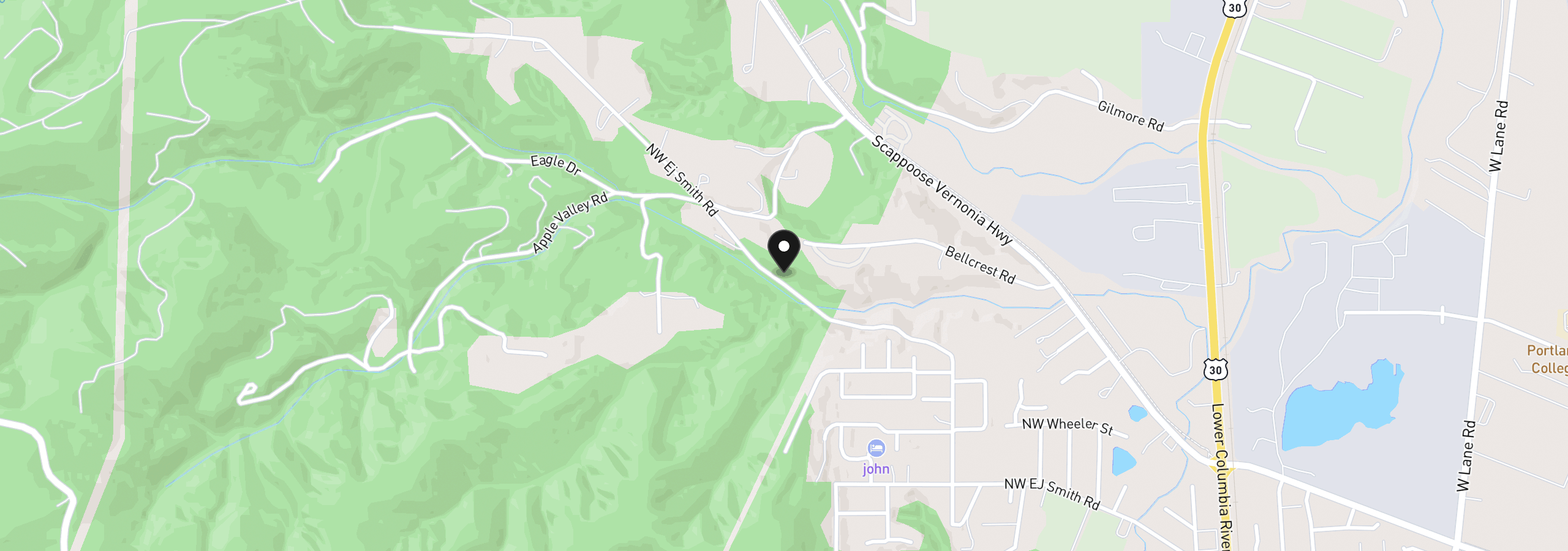 Map showing the location of 32725 NW Ej Smith Rd, Scappoose, OR 97056