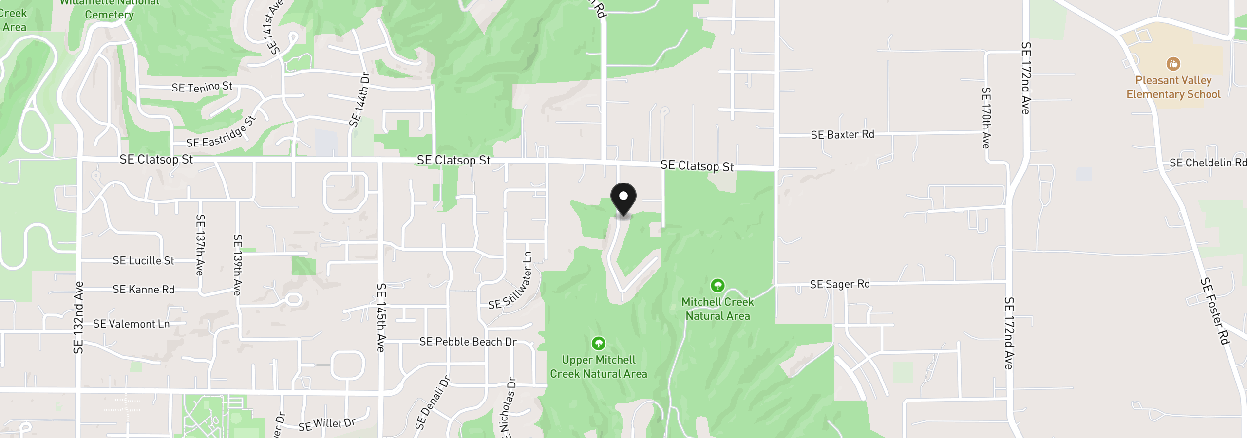 Map showing the location of 8750 SE 155th Ave 28, Happy Valley, OR 97086