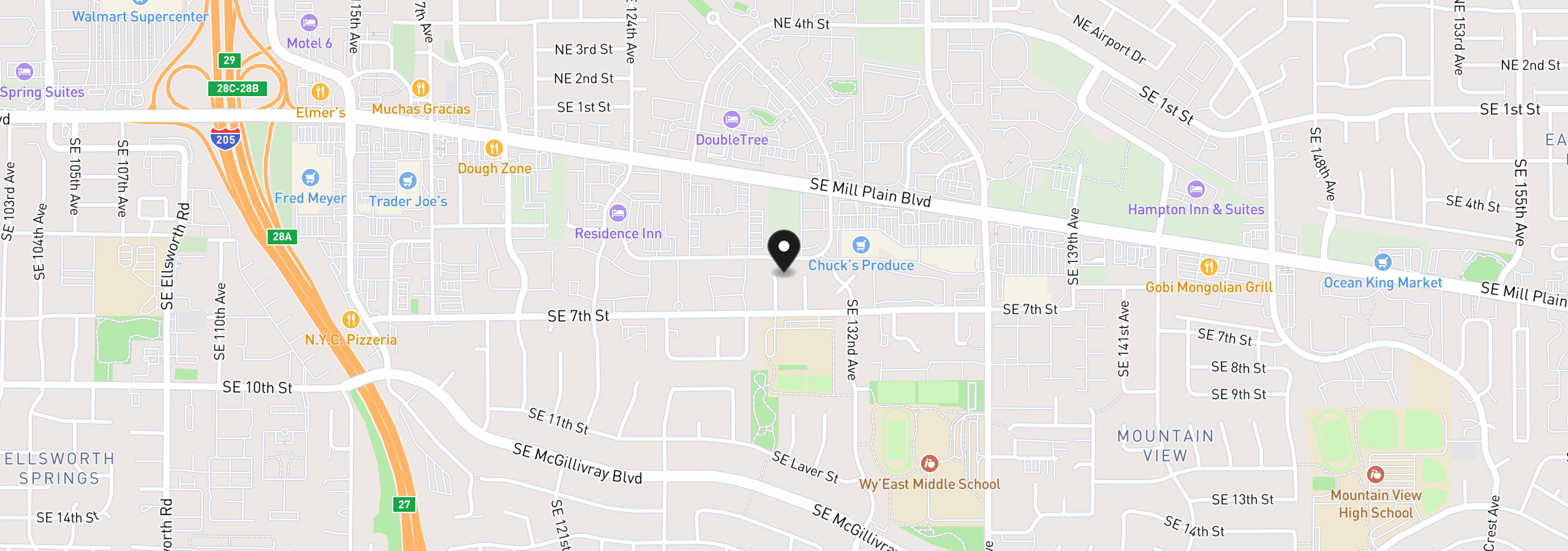 Map showing the location of 607 SE 130th Ct, Vancouver, Wa 98683