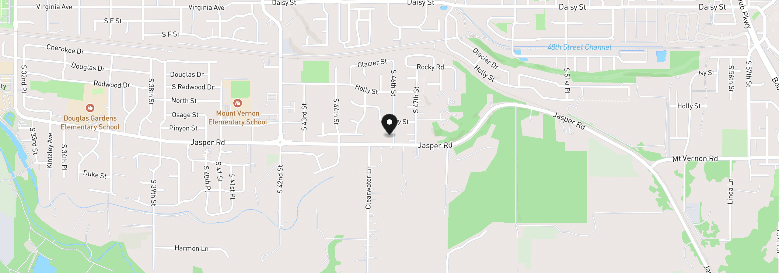 Map showing the location of 1152 S 46th St, Springfield, OR 97478