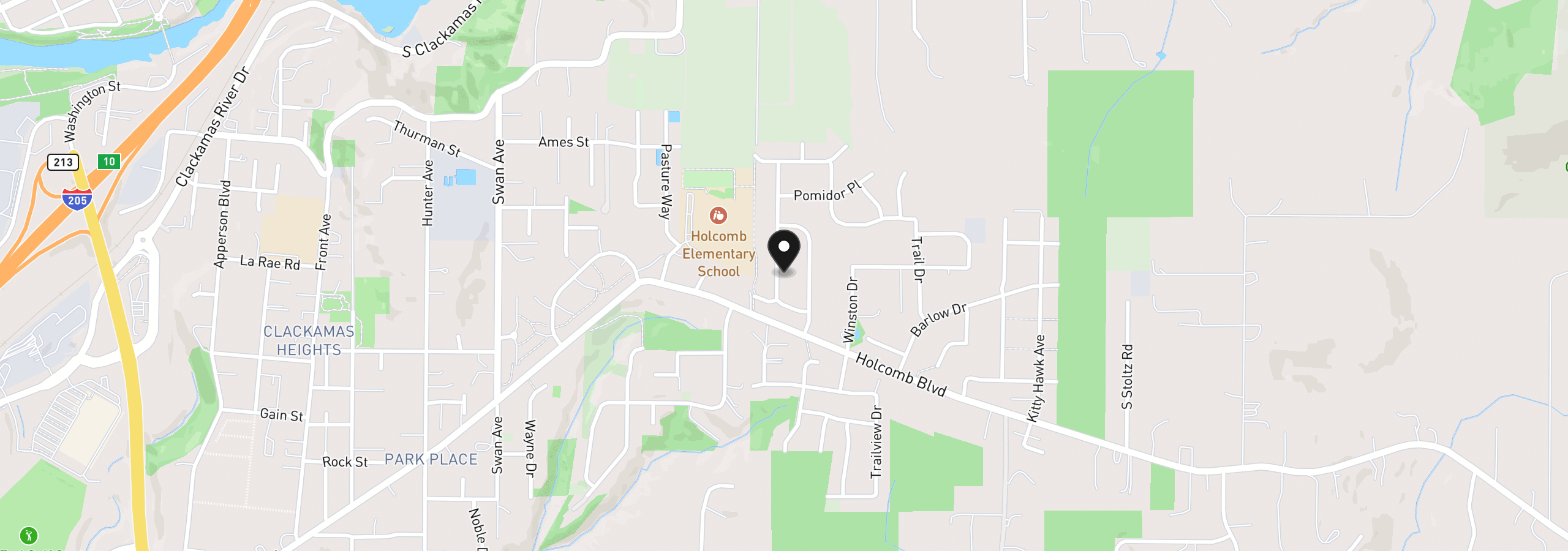 Map showing the location of 16105 Barlow Trail Ln, Oregon City, OR 97045