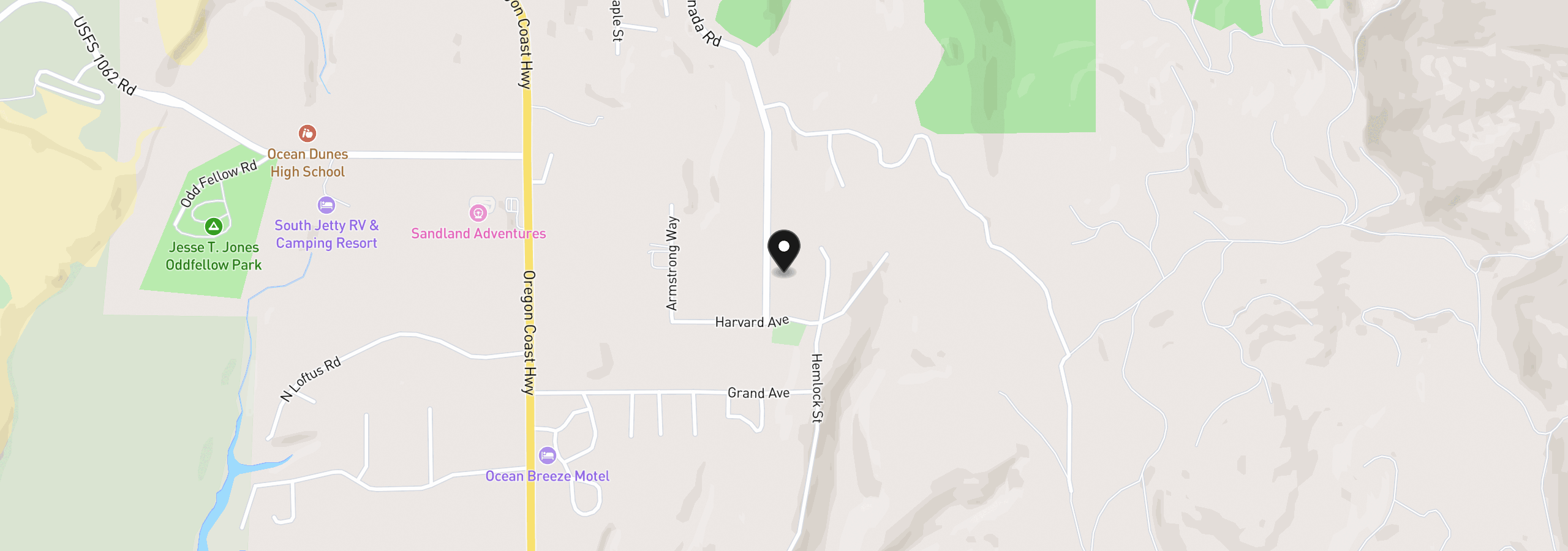 Map showing the location of 85313 Glenada Rd, Florence, OR 97439