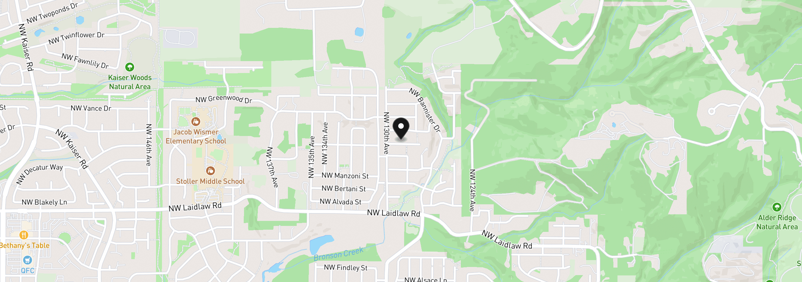 Map showing the location of 12919 NW Ramona Ln A6, Portland, OR 97229