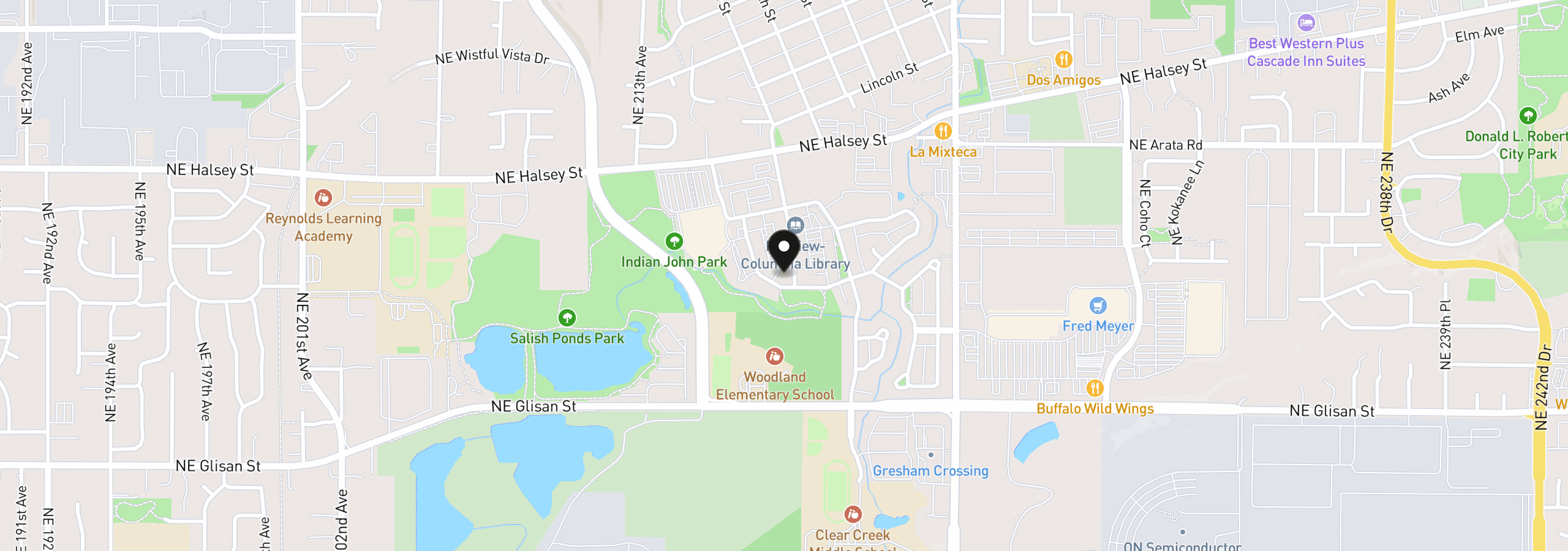Map showing the location of 1305 NE Village St, Fairview, OR 97024
