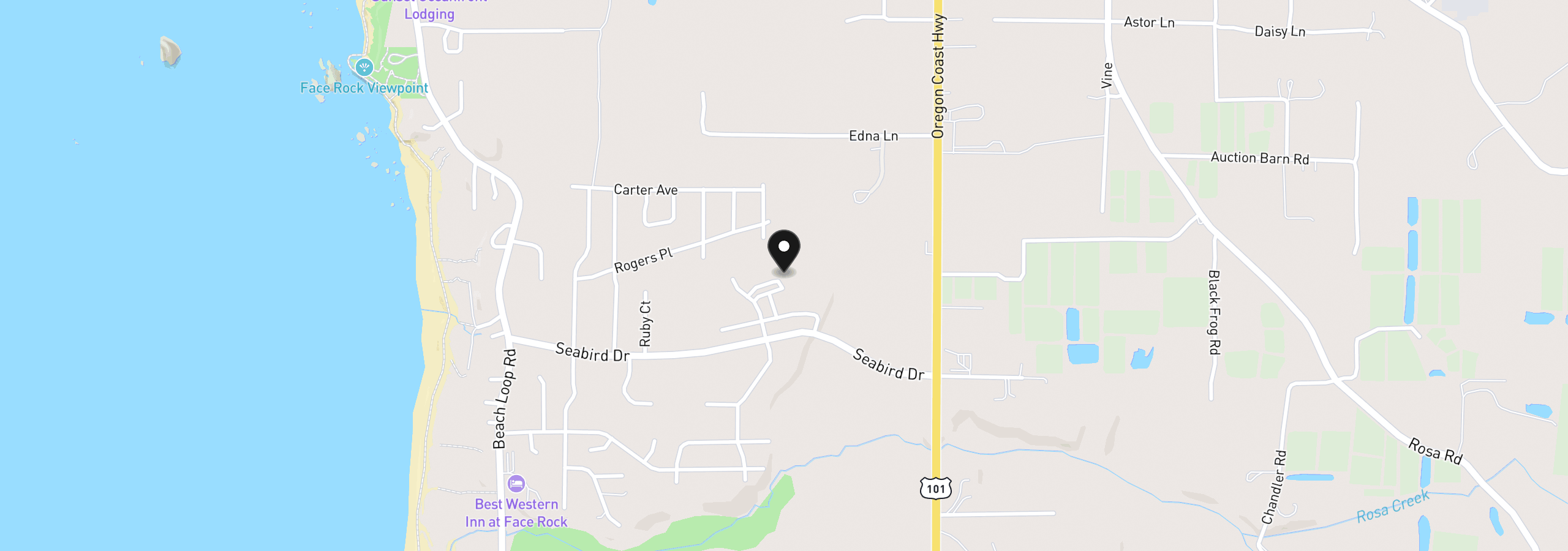Map showing the location of Shearwater Cir 7, Bandon, OR 97411