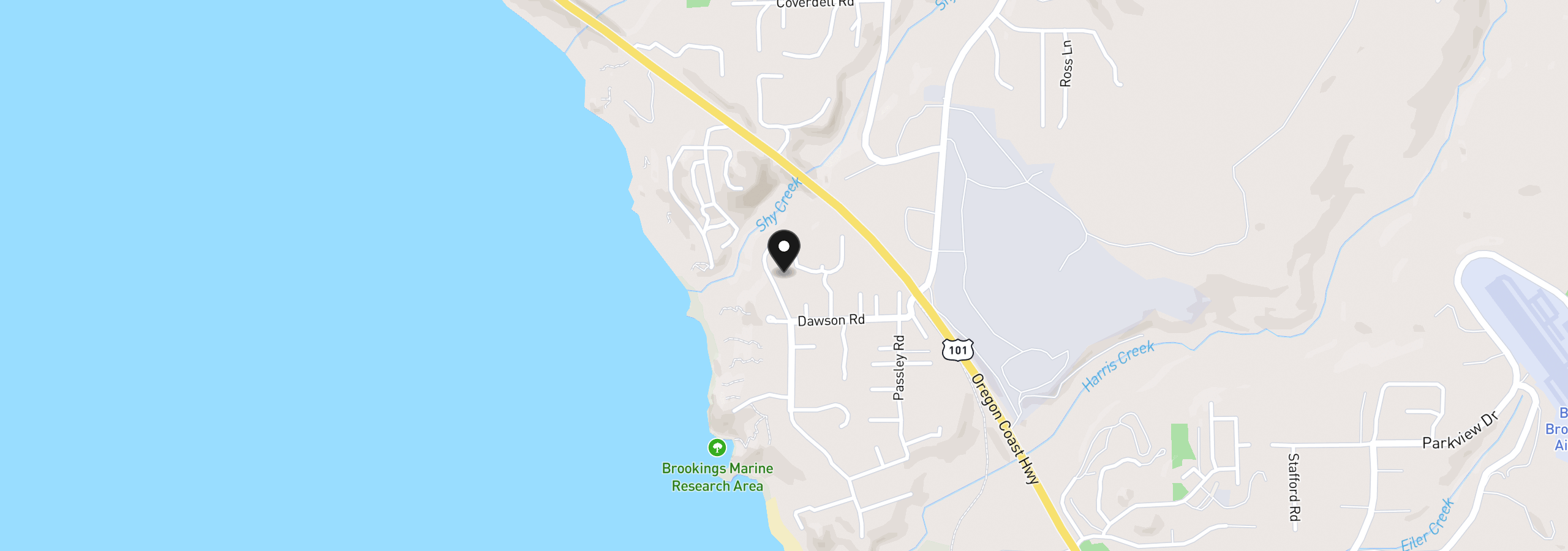 Map showing the location of 0 Holmes Dr, Brookings, OR 97415