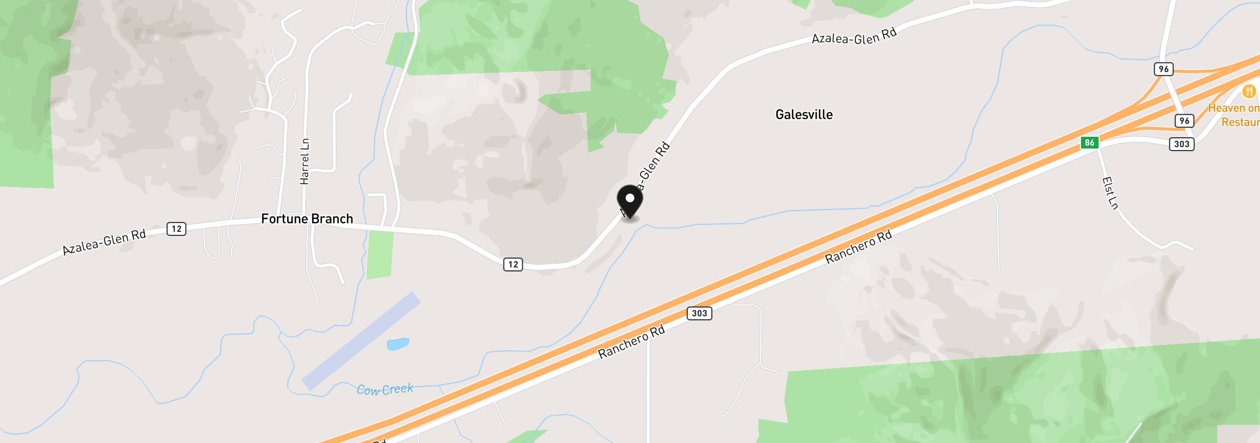 Map showing the location of 3604 Azalea Glen Rd, Glendale, OR 97442
