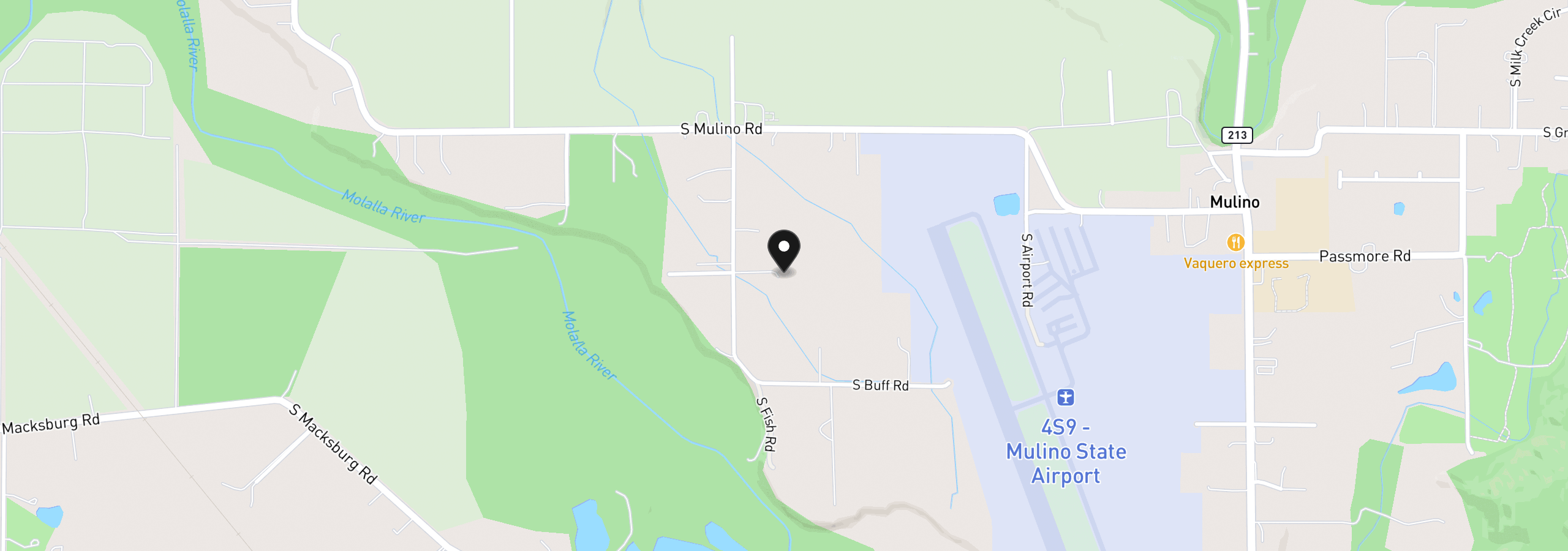 Map showing the location of 26740 S Fish Rd, Mulino, OR 97042
