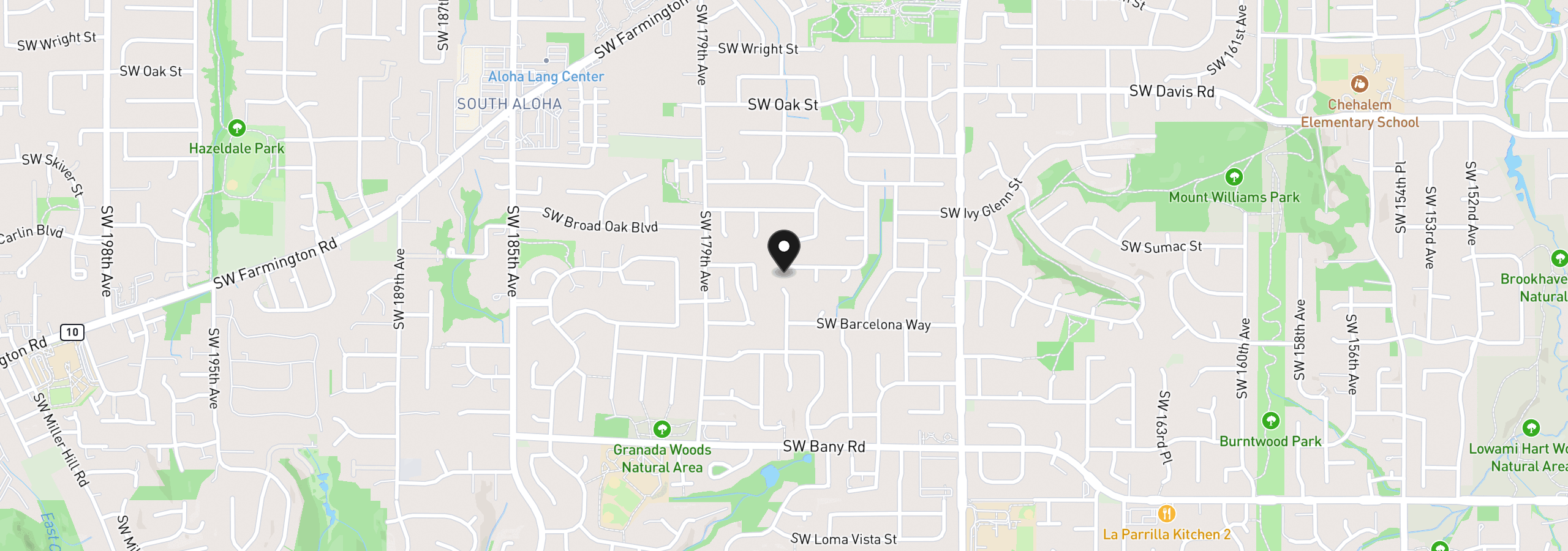 Map showing the location of 17480 SW Cody St, Beaverton, OR 97007