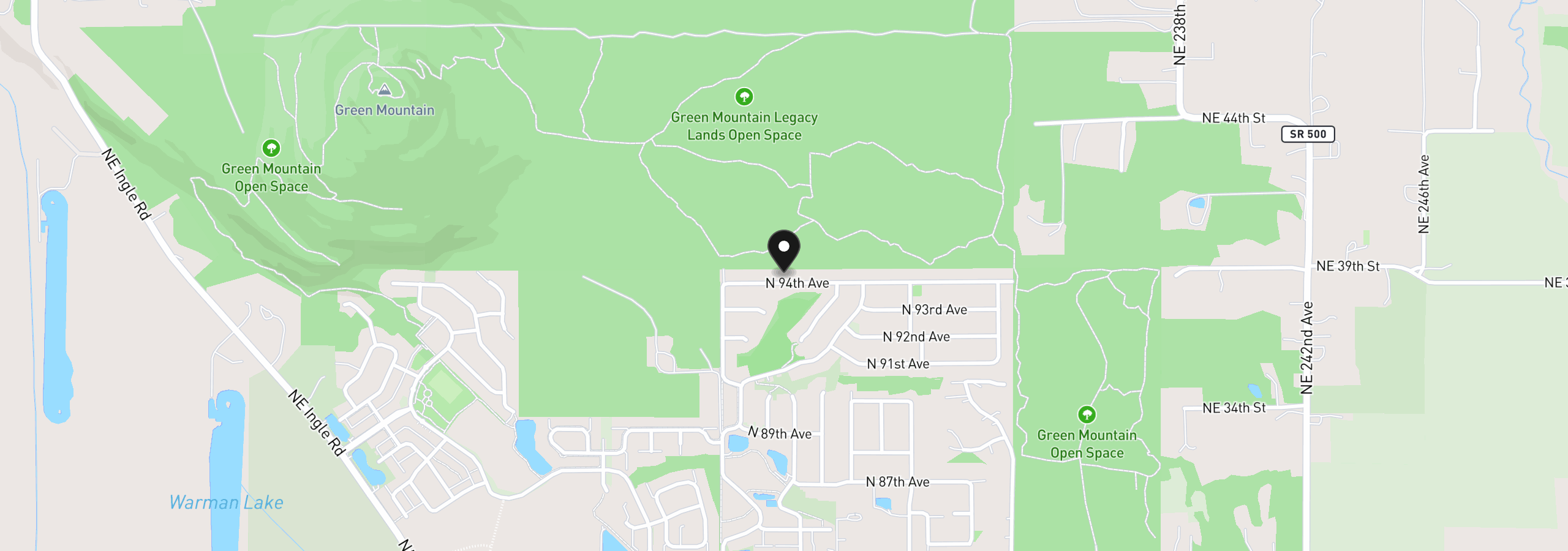 Map showing the location of 5899 N 94th Ave Lot 332, Camas, Wa 98607