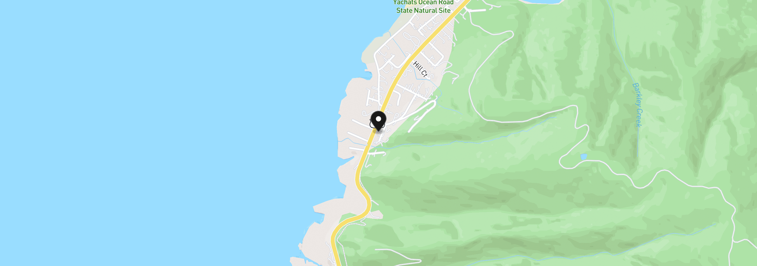 Map showing the location of 647 Pacific View Dr, Yachats, OR 97498