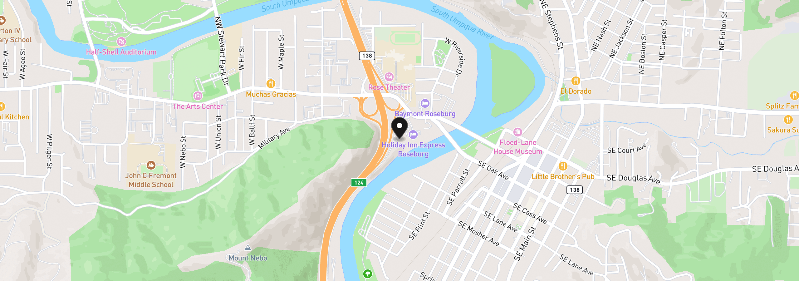 Map showing the location of 742 W Corey Ct, Roseburg, OR 97470