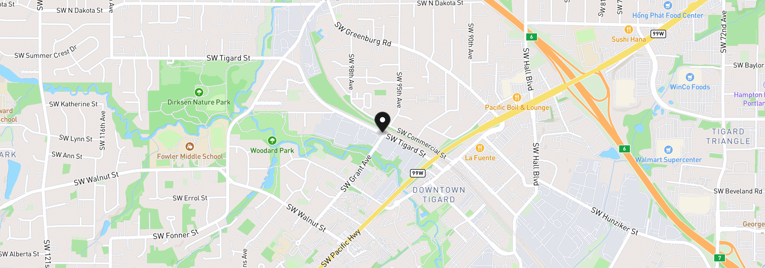 Map showing the location of 0 Tigard St, Tigard, OR 97223