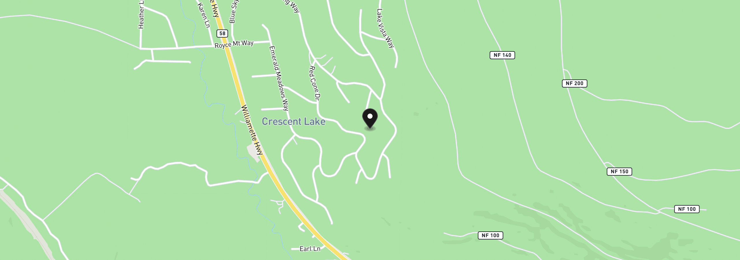 Map showing the location of 141239 Red Cone Dr, Crescent Lake, OR 97733
