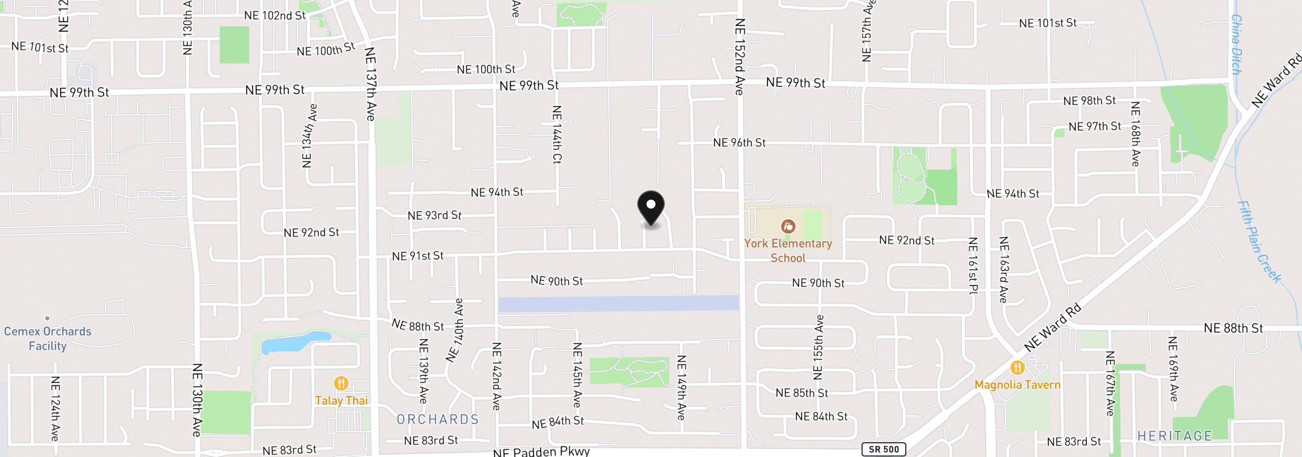 Map showing the location of 9113 NE 148th Ave, Vancouver, Wa 98682