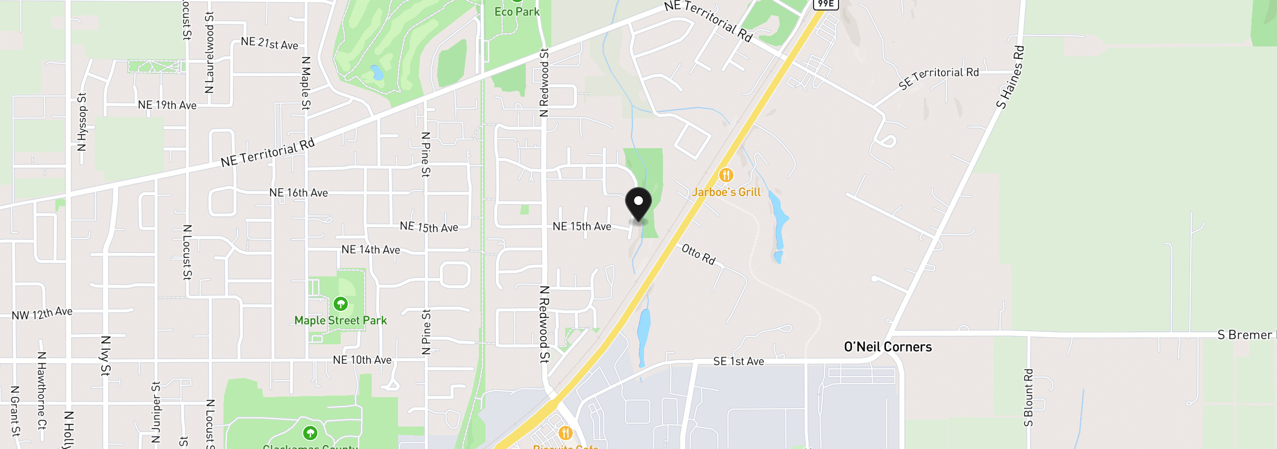 Map showing the location of 1516 N Sycamore St, Canby, OR 97013