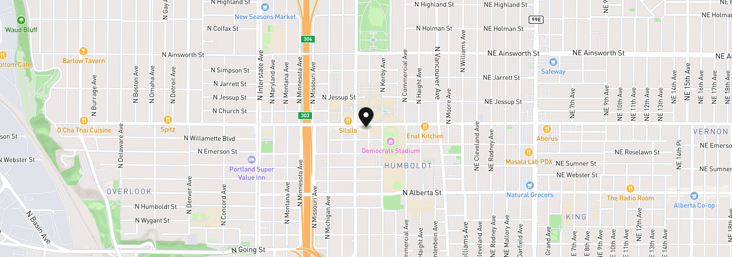 Map showing the location of 708 N Killingsworth St 5, Portland, OR 97217