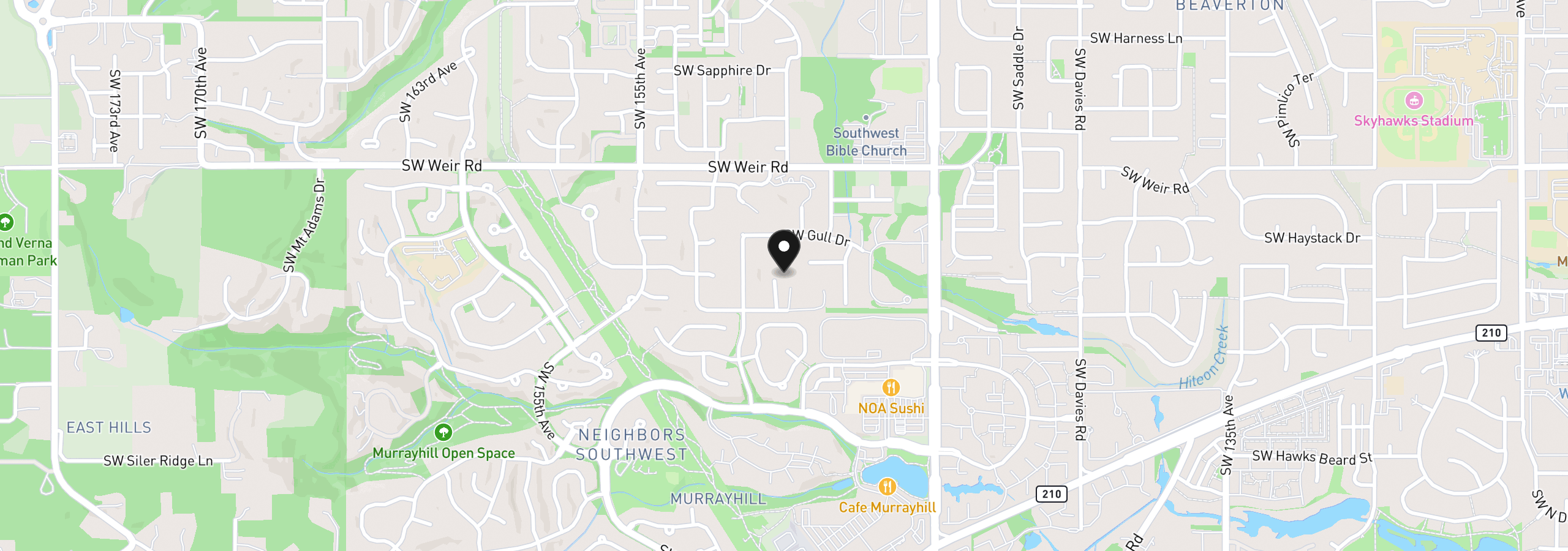 Map showing the location of 10340 SW Dunlin Pl, Beaverton, OR 97007