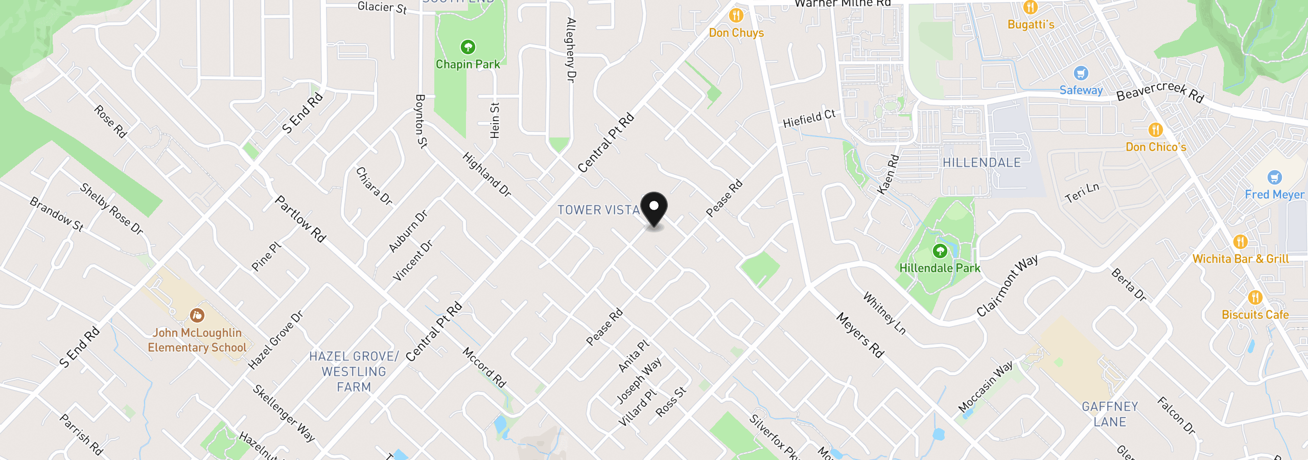Map showing the location of 19114 Windmill Dr, Oregon City, OR 97045