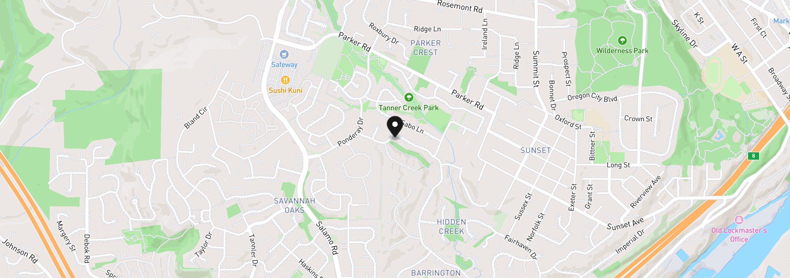 Map showing the location of 3390 Crescent Dr, West Linn, OR 97068