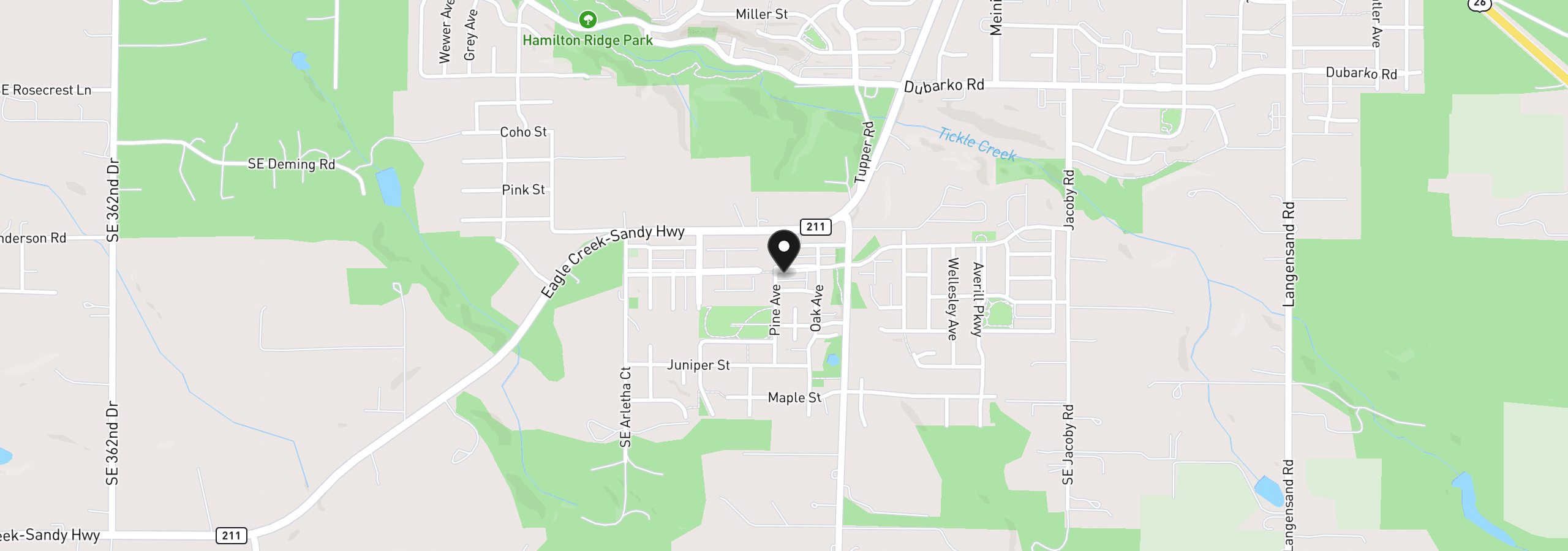 Map showing the location of 38476 Cascadia Village Dr, Sandy, OR 97055