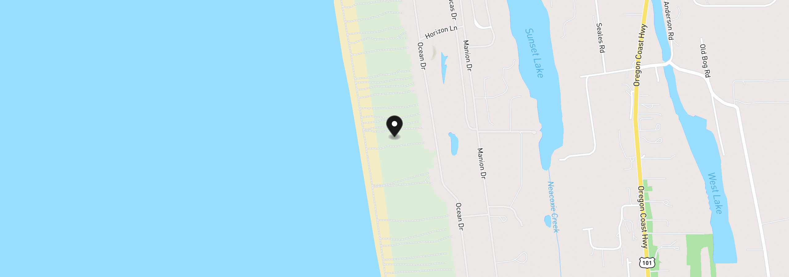 Map showing the location of 89570 Ocean Dr, Warrenton, OR 97146