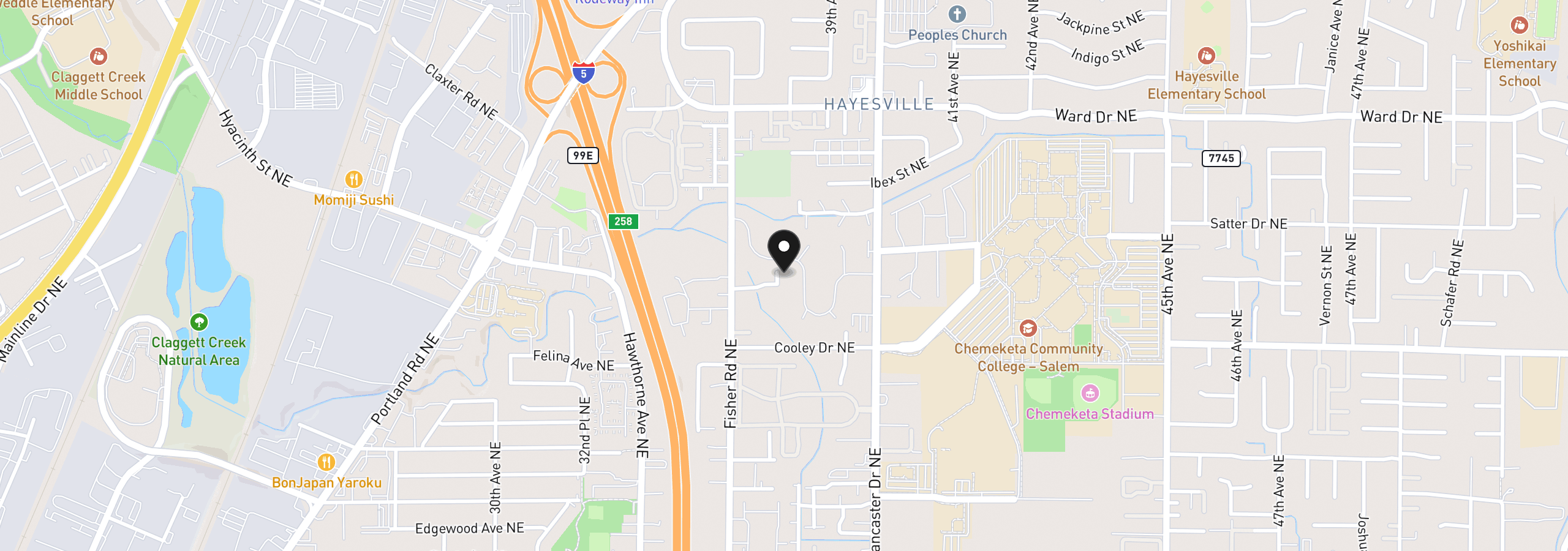 Map showing the location of 3776 Peter Ln, Salem, OR 97305