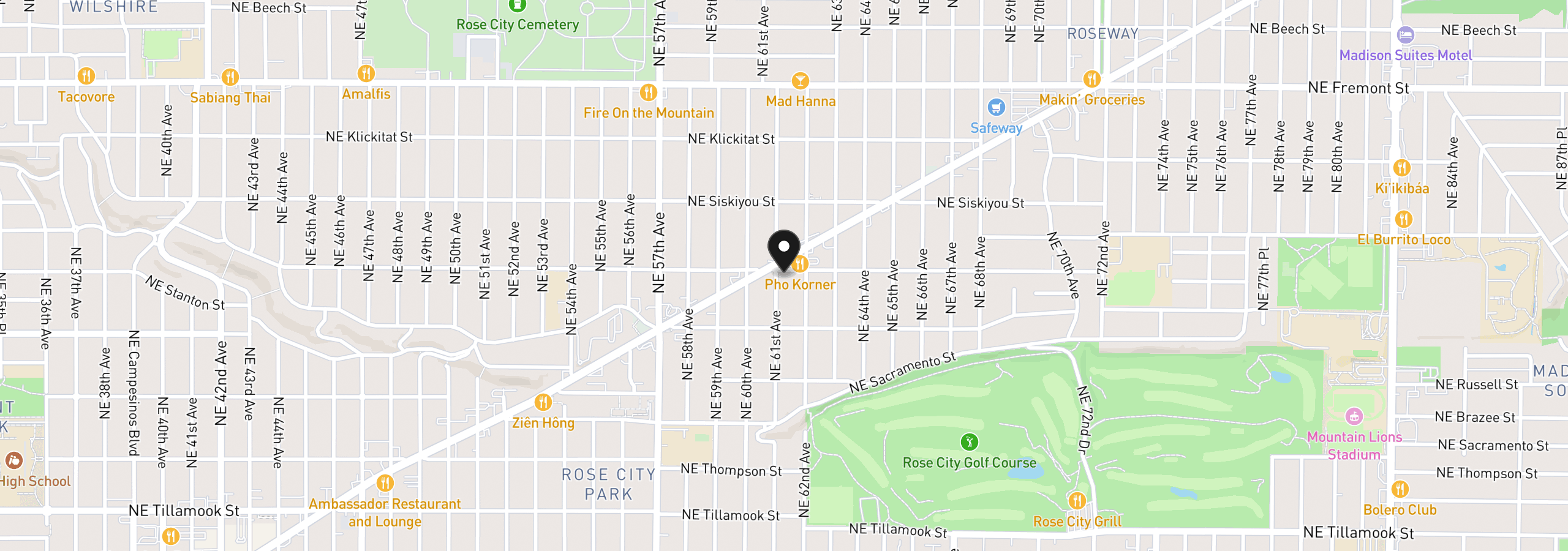 Map showing the location of 6126 NE Stanton St, Portland, OR 97213