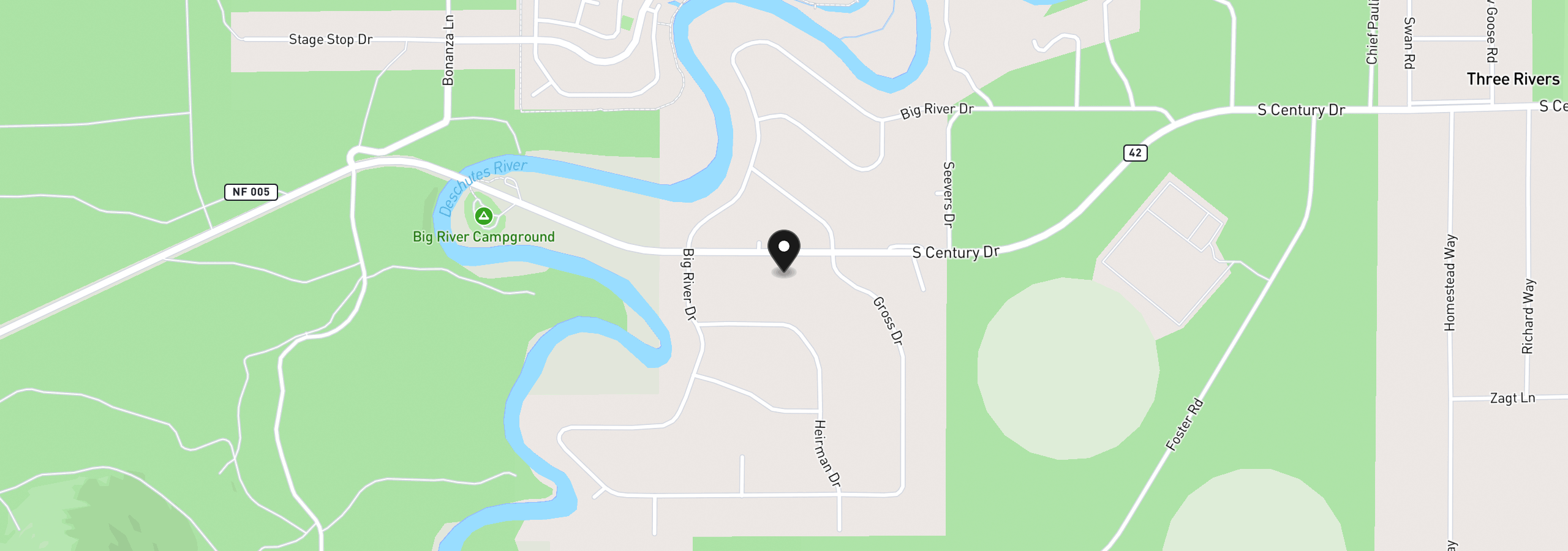 Map showing the location of 16783 S Century Dr, Bend, OR 97707