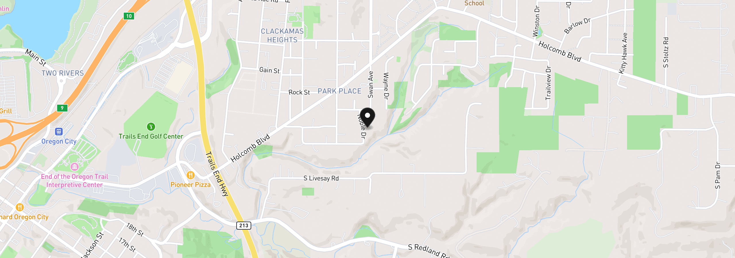 Map showing the location of 16560 Noble Dr, Oregon City, OR 97045