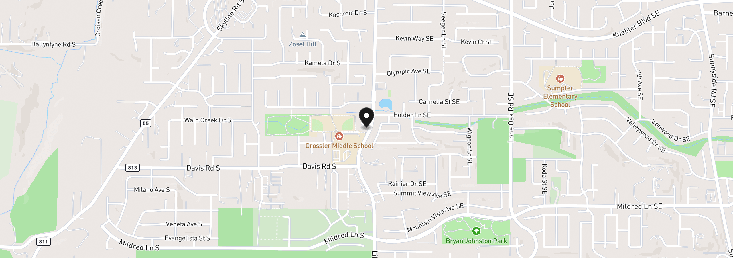 Map showing the location of 5551 Crossler Meadow Loop, Salem, OR 97306