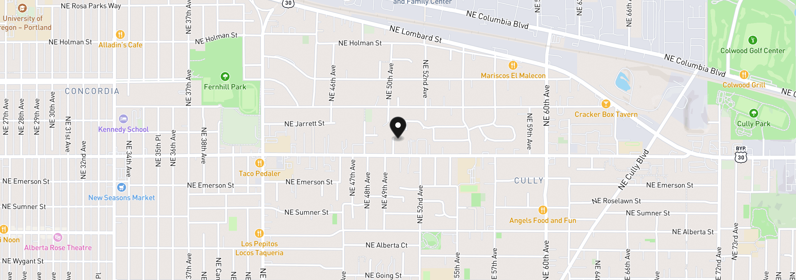 Map showing the location of 5616 NE 50th Ave, Portland, OR 97218