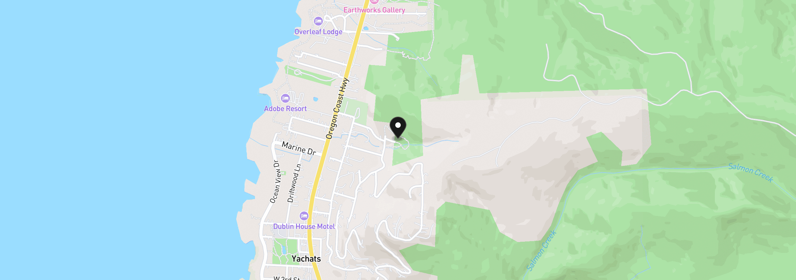 Map showing the location of 509 Creekside Ln, Yachats, OR 97498