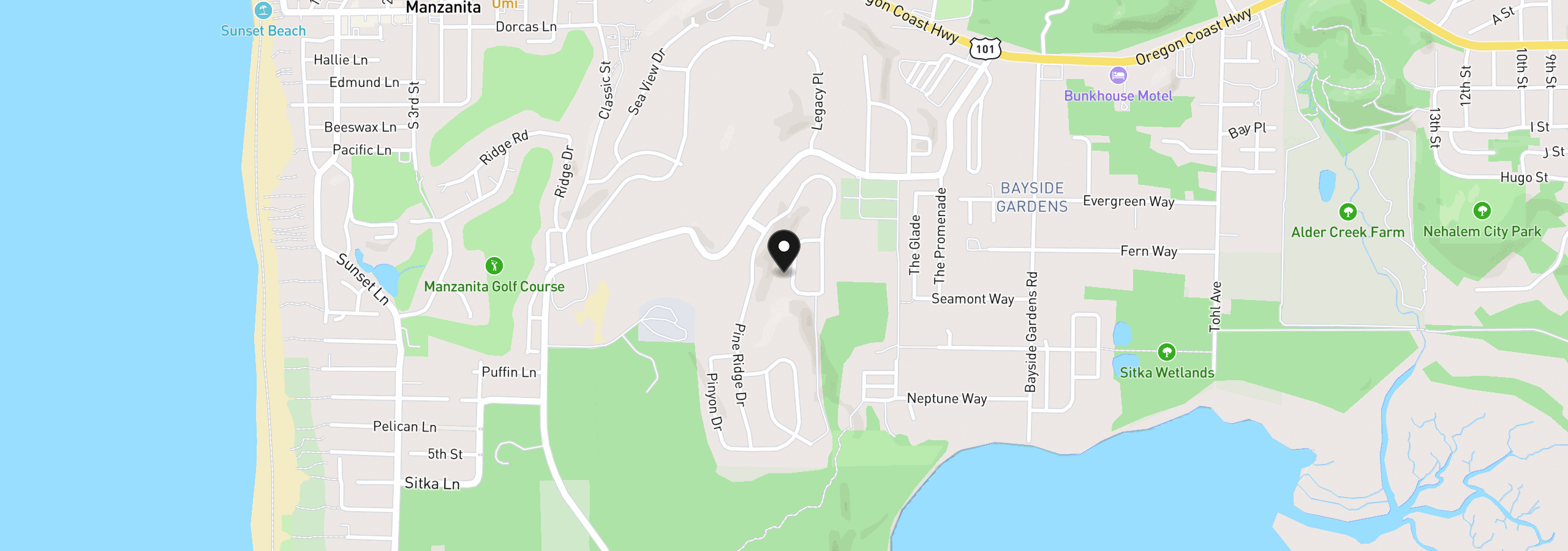 Map showing the location of 35130 Ponderosa Loop, Manzanita, OR 97130