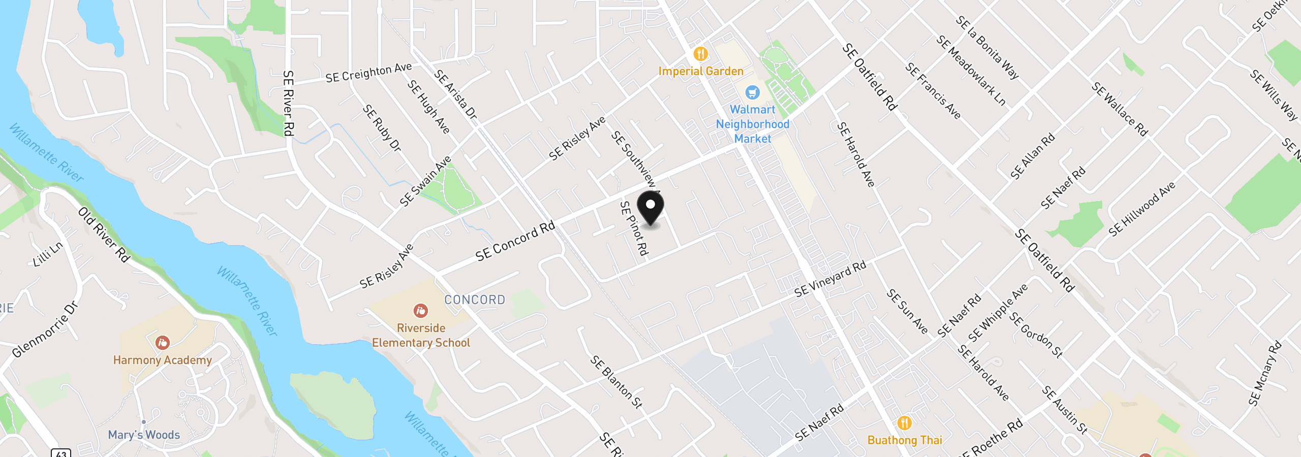 Map showing the location of 3117 SE Merlot Rd, Milwaukie, OR 97267