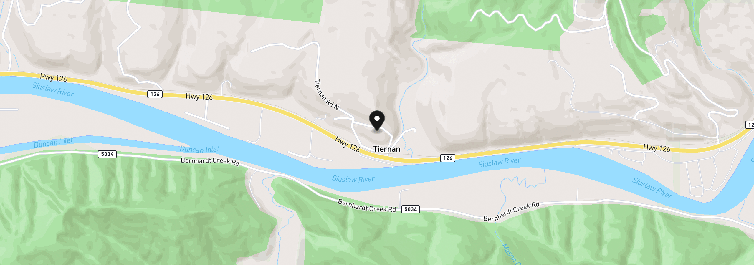 Map showing the location of Tiernan Rd 100, Mapleton, OR 97453