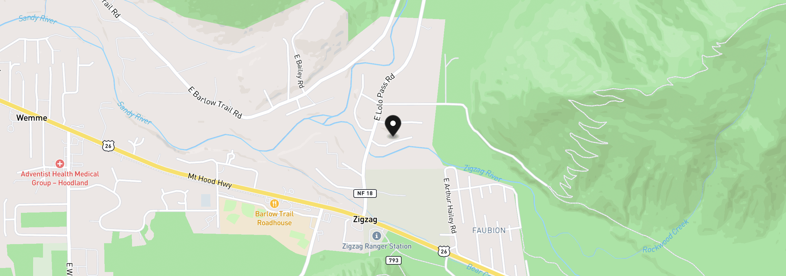 Map showing the location of E Zig Zag River Rd 24-26, Rhododendron, OR 97049
