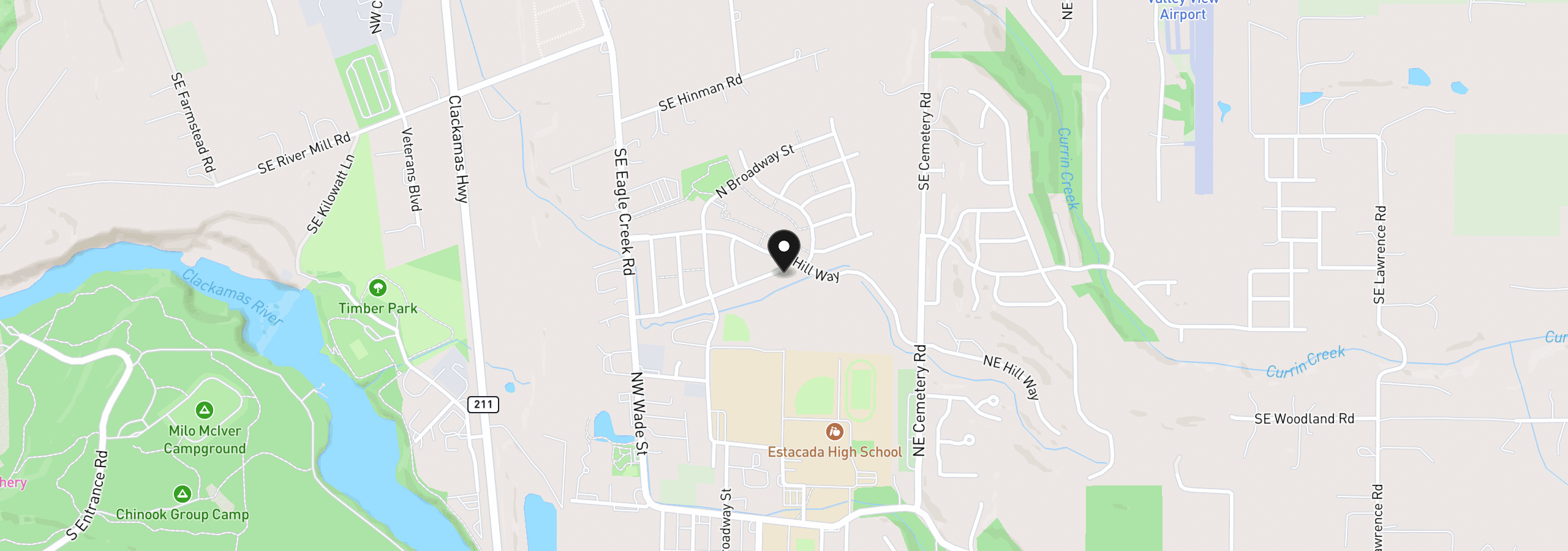 Map showing the location of 224 NE Liberty Ln, Estacada, OR 97023