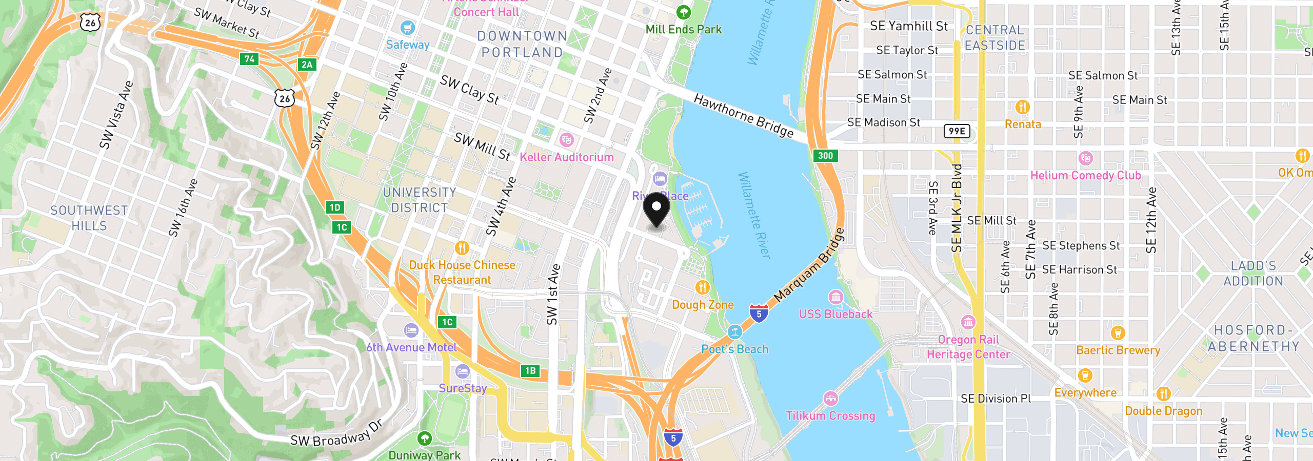 Map showing the location of 205 S Montgomery St 205, Portland, OR 97201