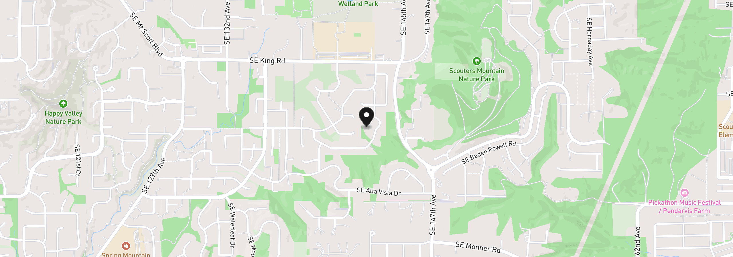 Map showing the location of 11498 SE Painted Hills Ct, Happy Valley, OR 97086